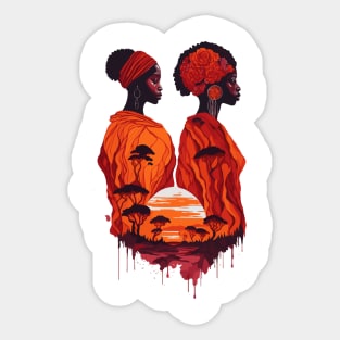 Sisters Friendship in African sunset Sticker